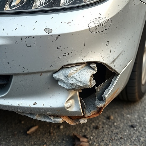 damaged car bumper