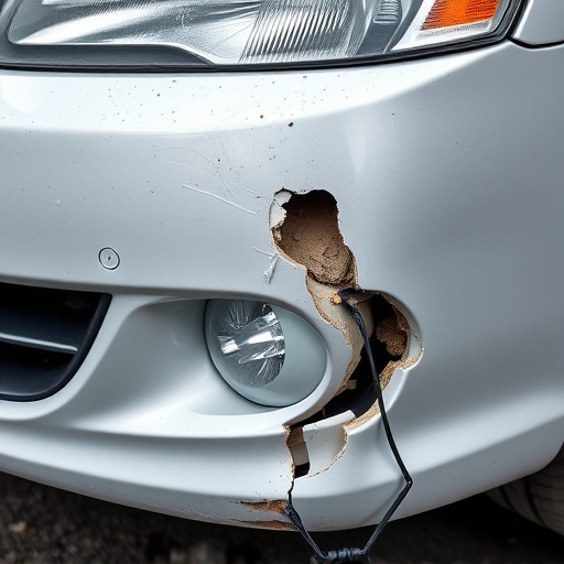 damaged car bumper