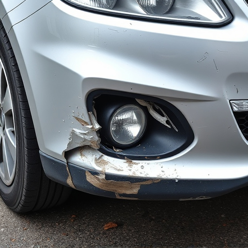 damaged car bumper
