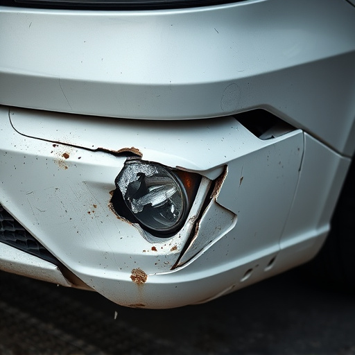 damaged car bumper