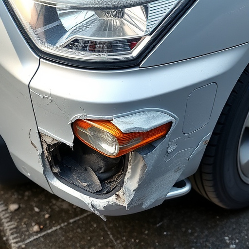 damaged car bumper