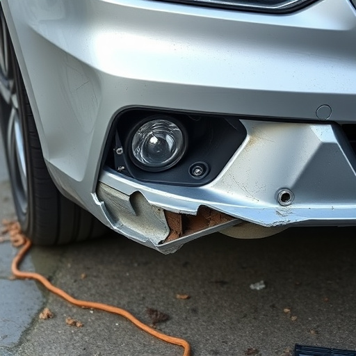 damaged car bumper