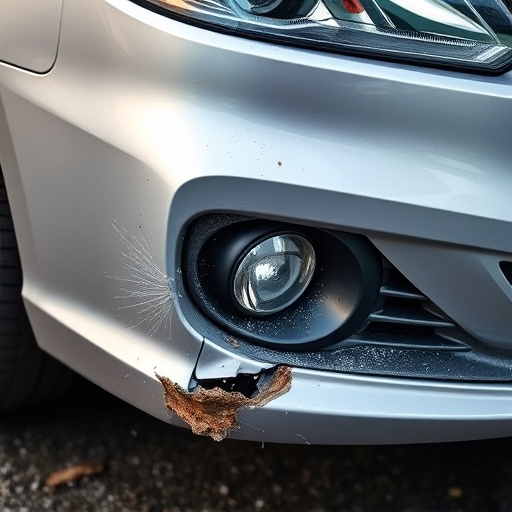 damaged car bumper