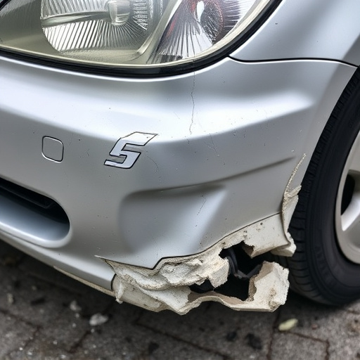 damaged car bumper