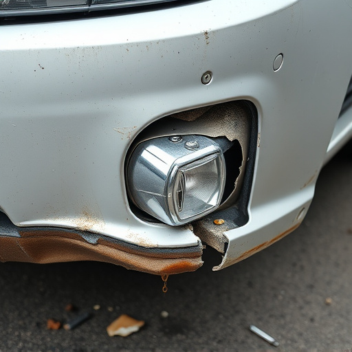 damaged car bumper