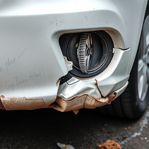 damaged car bumper
