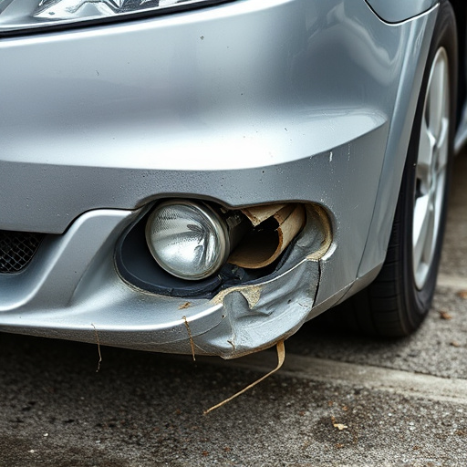 damaged car bumper