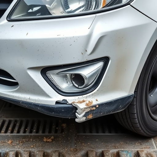 damaged car bumper