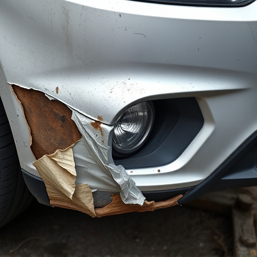 damaged car bumper