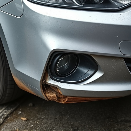 damaged car bumper