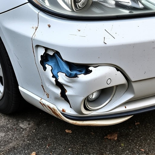 damaged car bumper