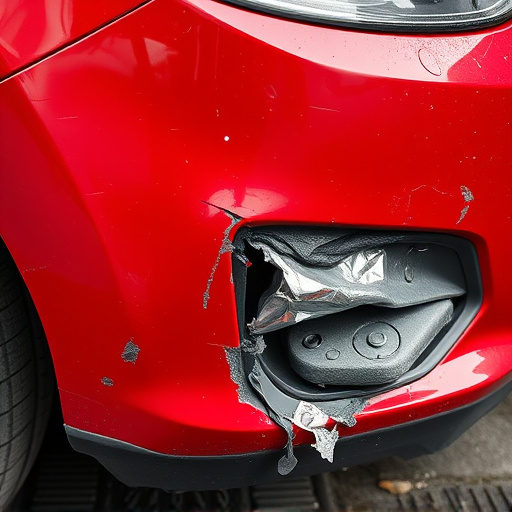 damaged car bumper