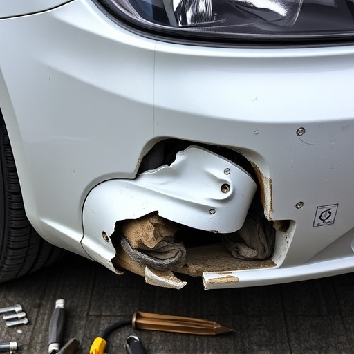damaged car bumper