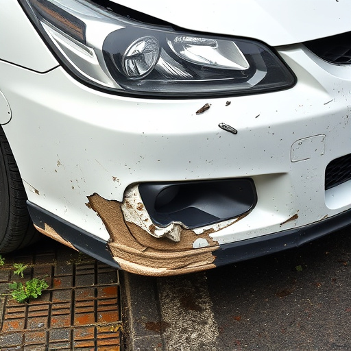 damaged car bumper