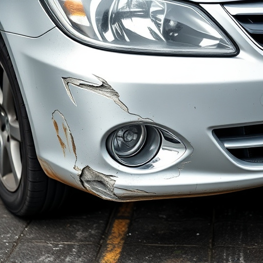damaged car bumper
