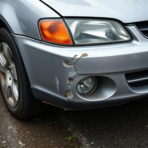 damaged car bumper