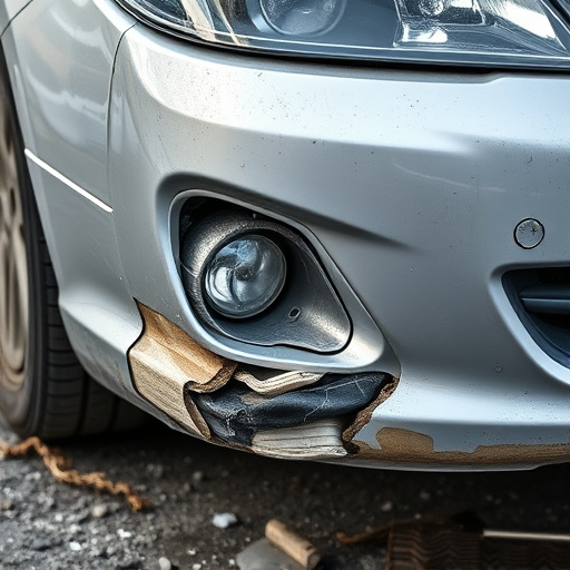 damaged car bumper