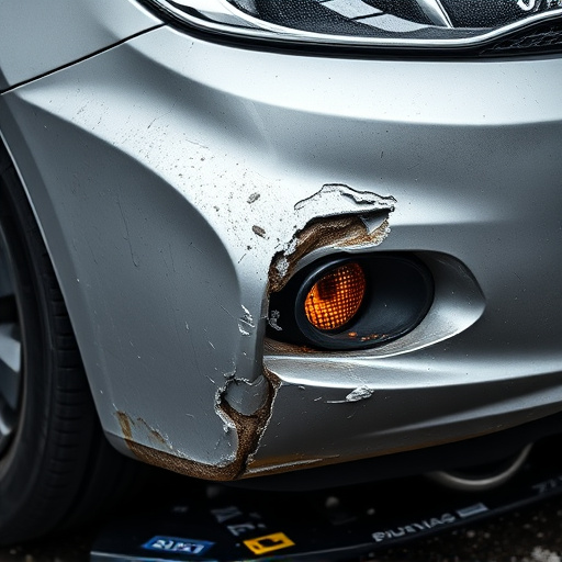damaged car bumper