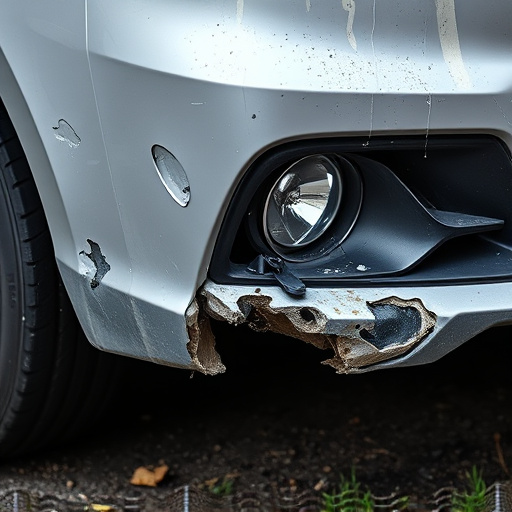 damaged car bumper