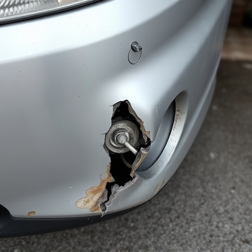 damaged car bumper