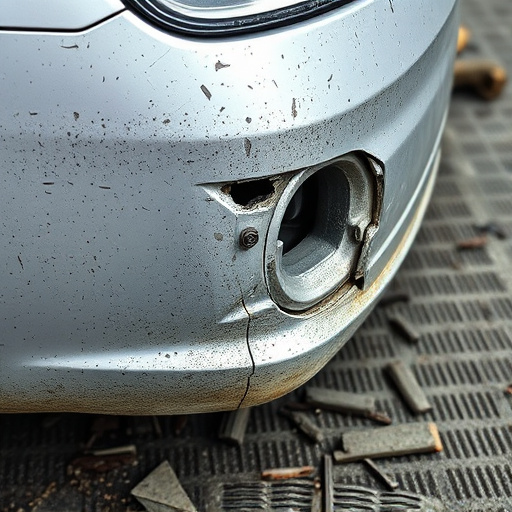 damaged car bumper