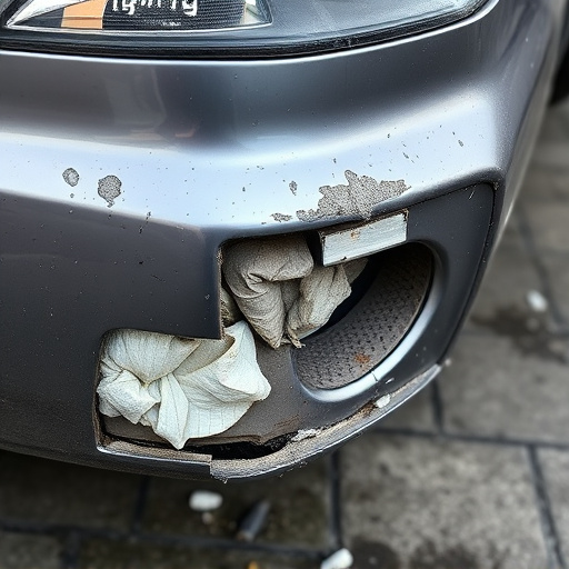 damaged car bumper