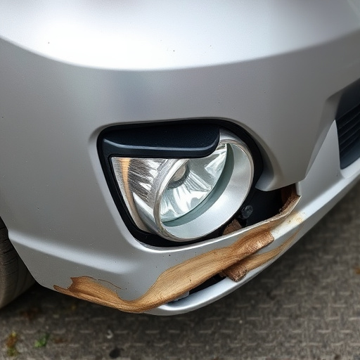 damaged car bumper