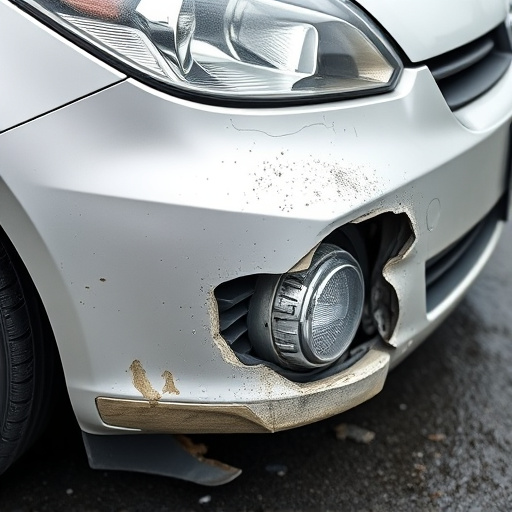 damaged car bumper