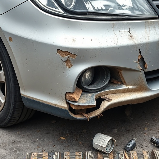 damaged car bumper