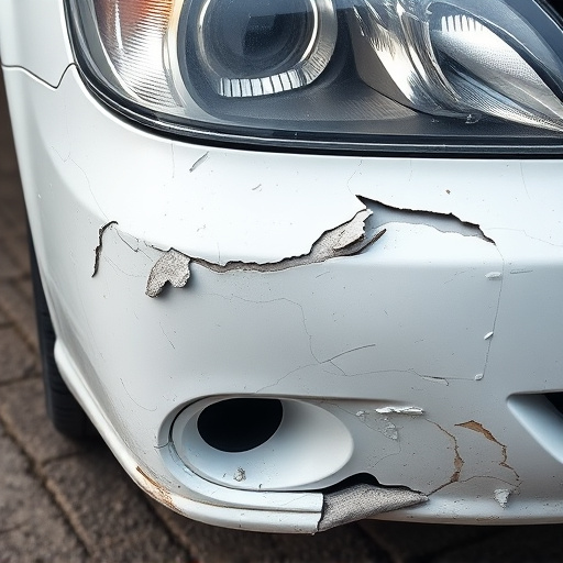 damaged car bumper