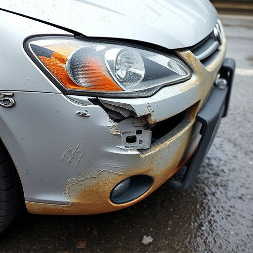 damaged car bumper