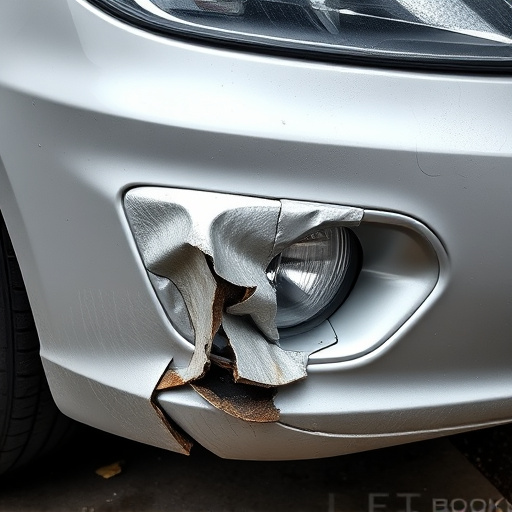 damaged car bumper