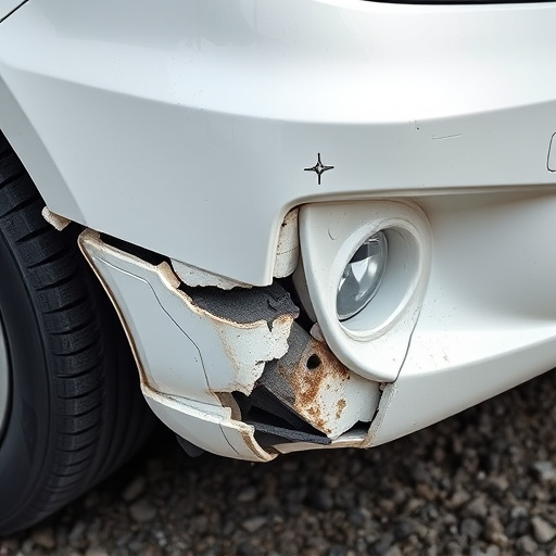 damaged car bumper