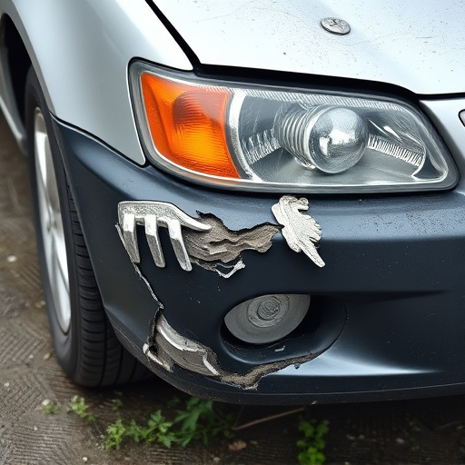 damaged car bumper