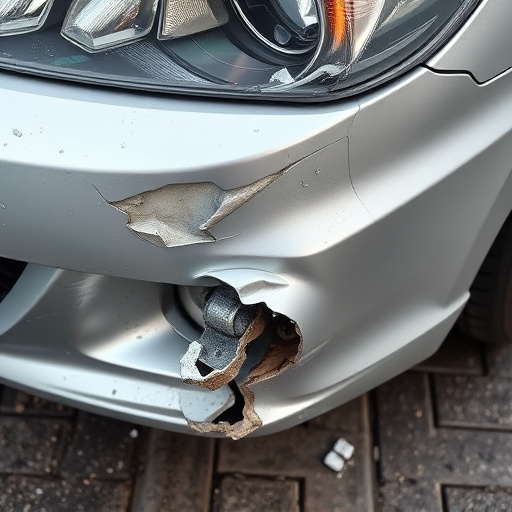 damaged car bumper