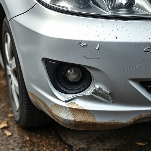 damaged car bumper