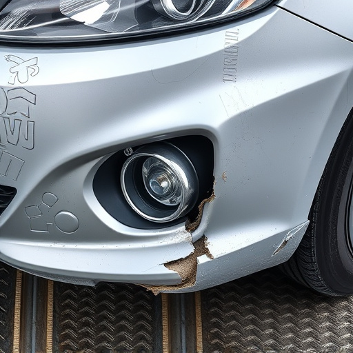damaged car bumper