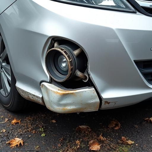 damaged car bumper