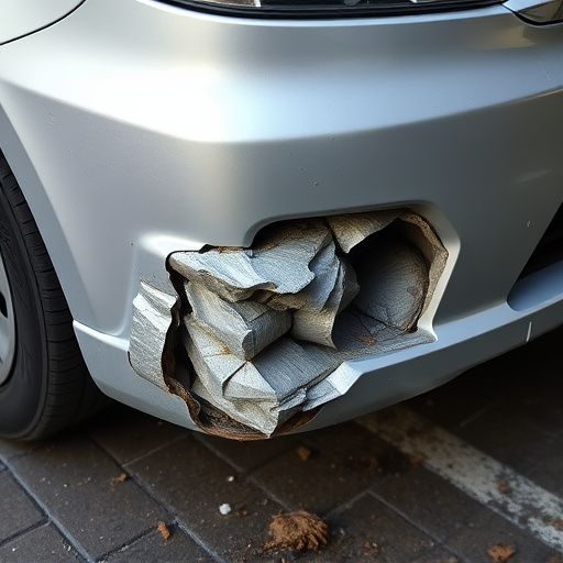 damaged car bumper
