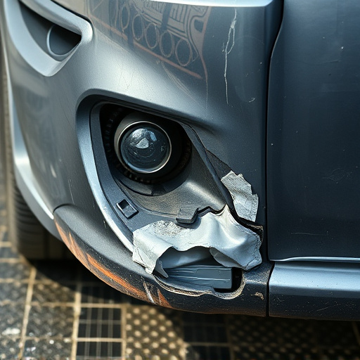 damaged car bumper