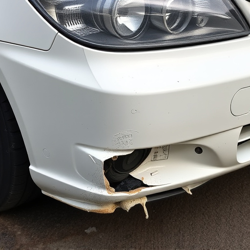 damaged car bumper
