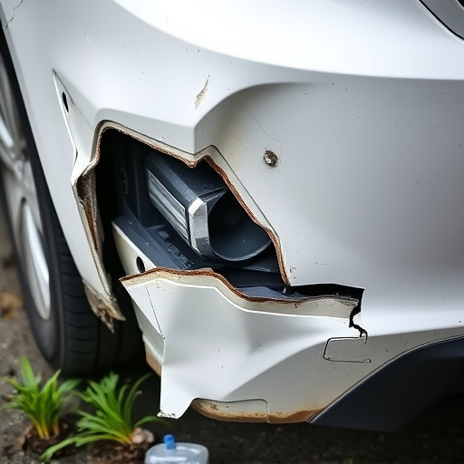 damaged car bumper