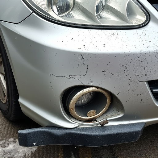 damaged car bumper