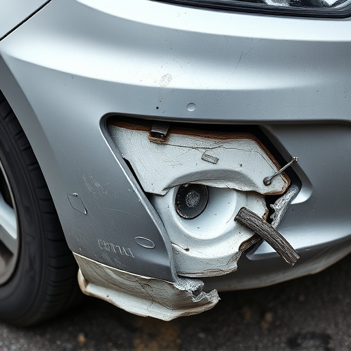 damaged car bumper