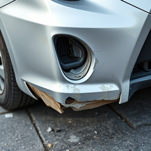 damaged car bumper