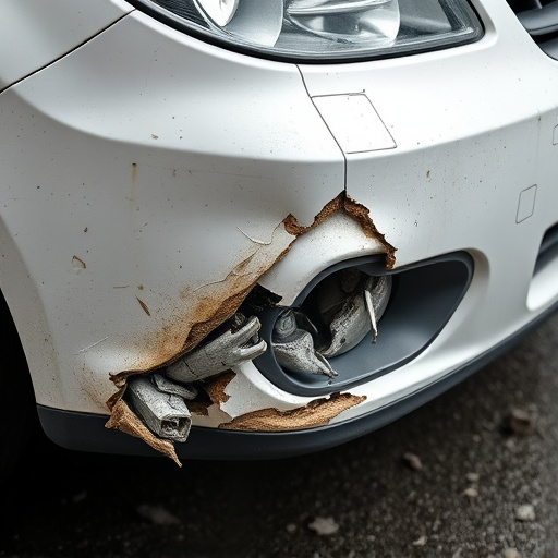 damaged car bumper