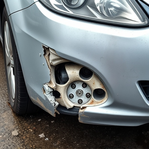 damaged car bumper