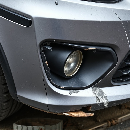 damaged car bumper