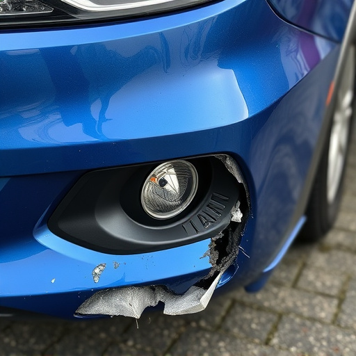 damaged car bumper