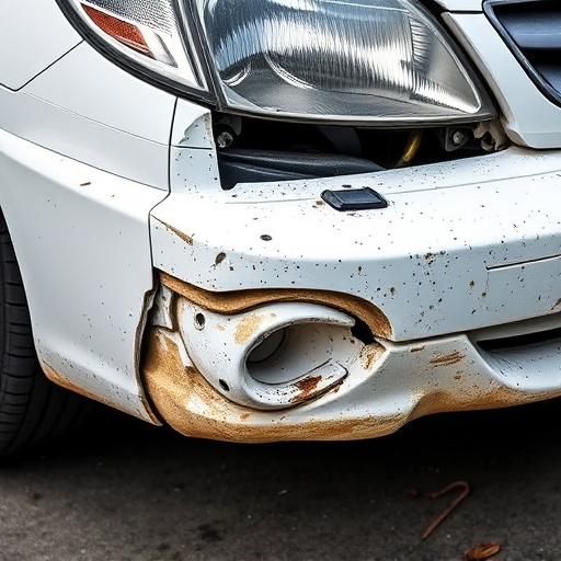 damaged car bumper